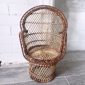 vintage boho wicker peacock plant chair